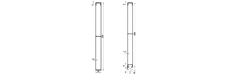 Alubordwände 300 mm pressblank